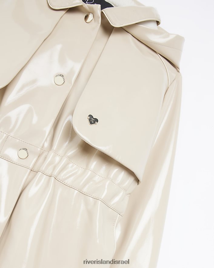 לבוש River Island מעיל טרנץ' עם ברדס של g pu בז' בנות BDZ4086330
