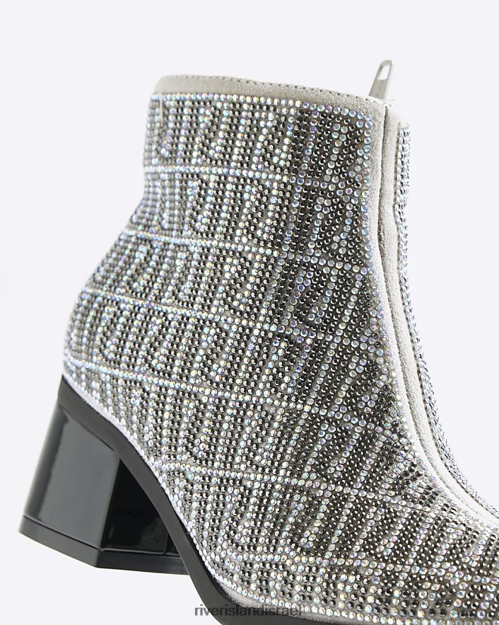 הַנעָלָה River Island מגפי יהלומי מונוגרמה g ri כסף בנות BDZ4086124
