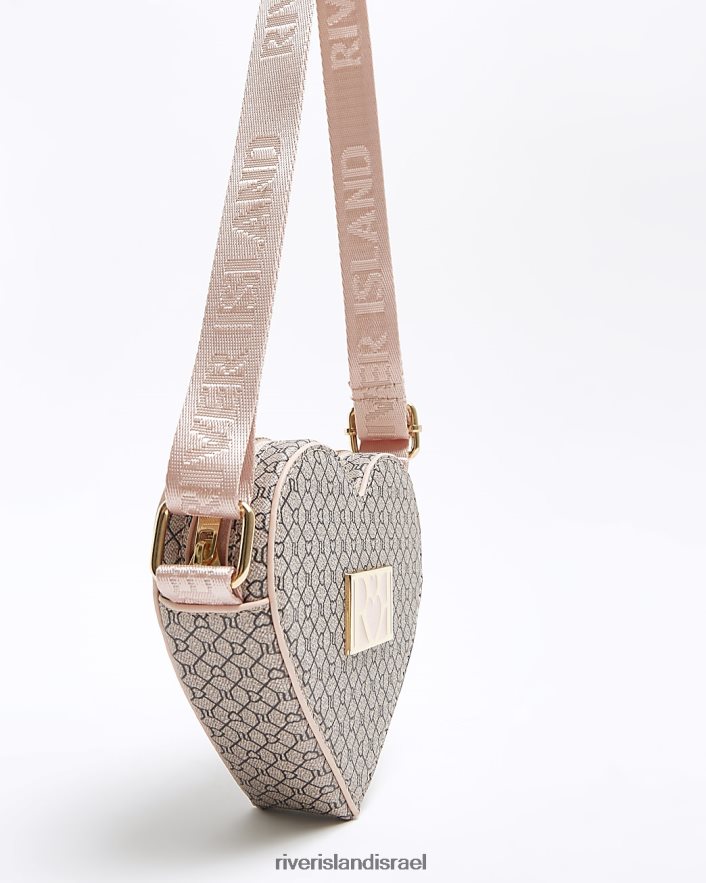 אביזרים River Island g ri מונוגרמה לב צולב תיק חום בנות BDZ4086304