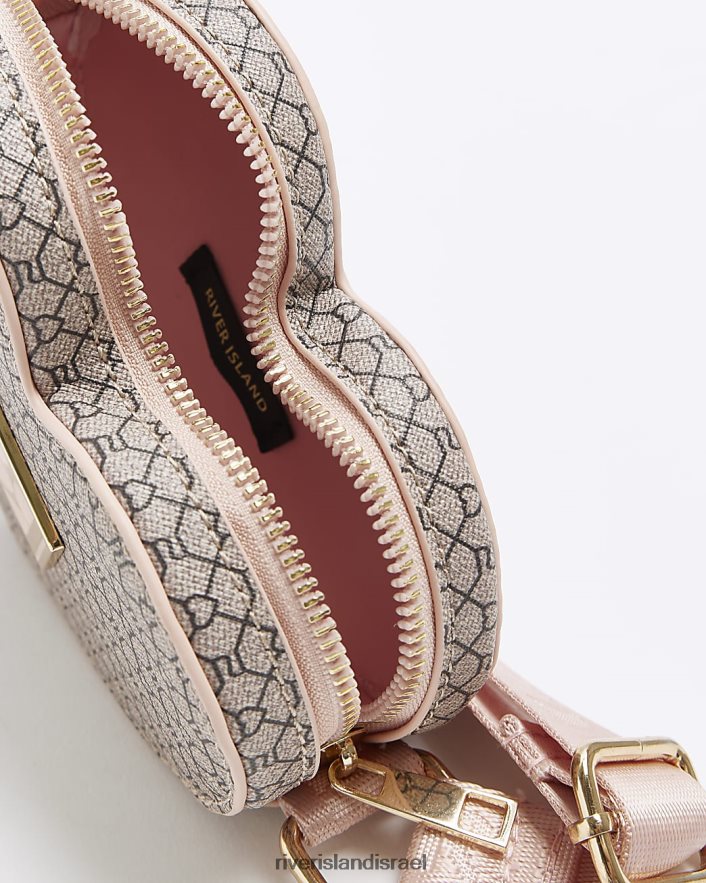 אביזרים River Island g ri מונוגרמה לב צולב תיק חום בנות BDZ4086304
