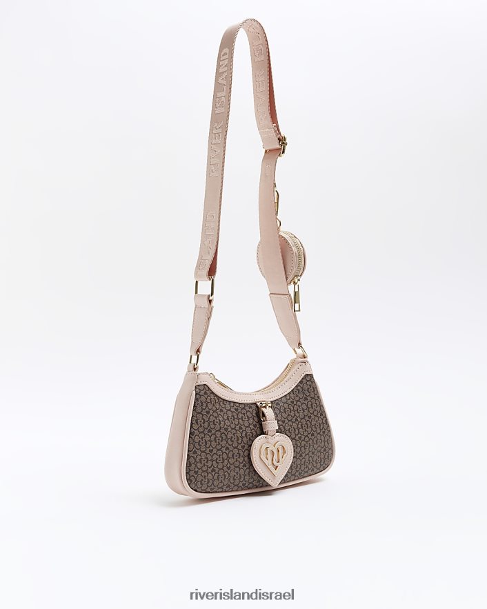 אביזרים River Island g ri מונוגרמה תיק צולב גוף חום בנות BDZ4086319