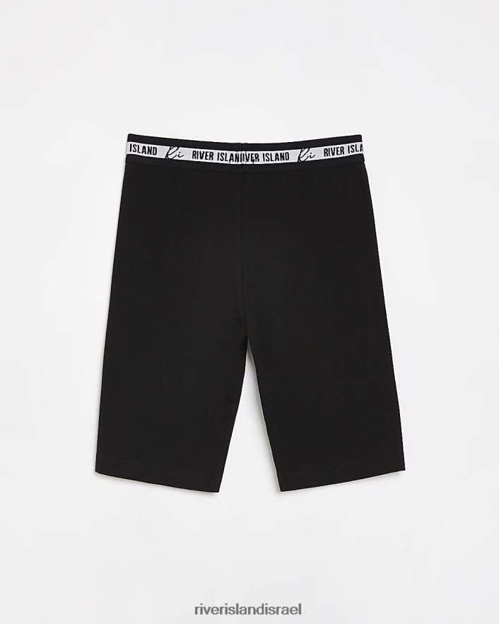 לבוש River Island מכנסי רכיבה קצרים ברצועת מותן g ri שָׁחוֹר בנות BDZ4086386