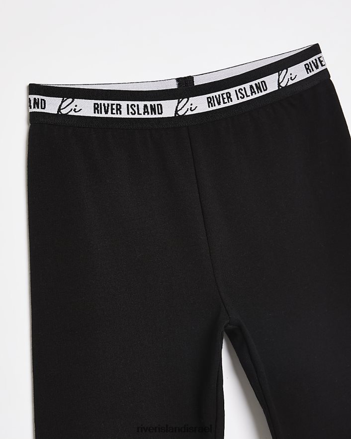 לבוש River Island מכנסי רכיבה קצרים ברצועת מותן g ri שָׁחוֹר בנות BDZ4086386