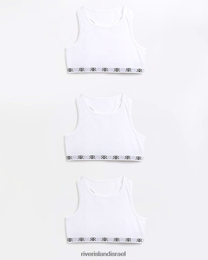 אביזרים River Island g ri racer crop tops 3 חבילות לבן בנות BDZ4083437