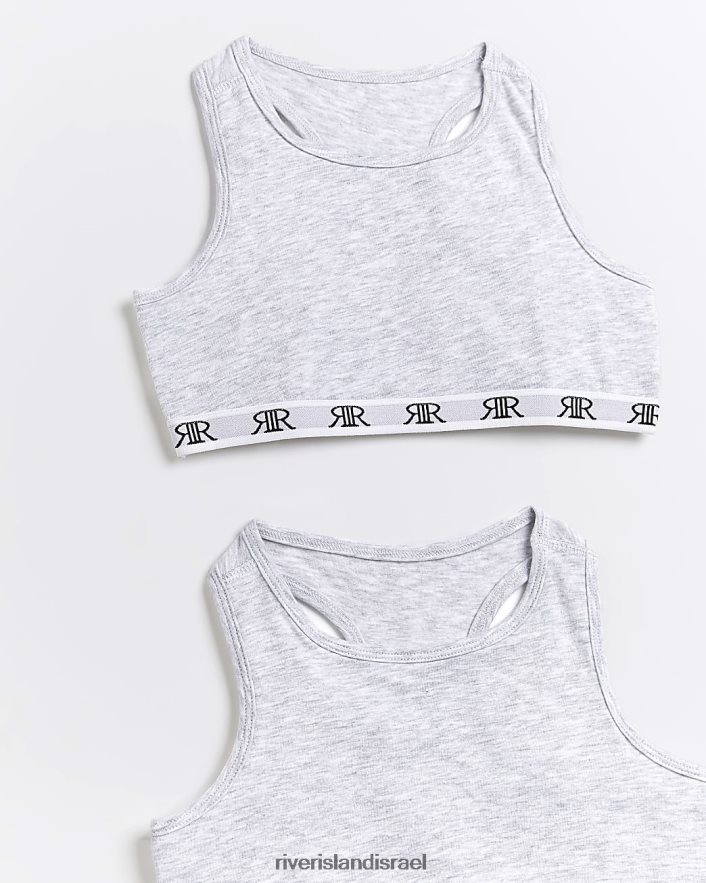 אביזרים River Island g ri racer crop tops אפור בנות BDZ4083434