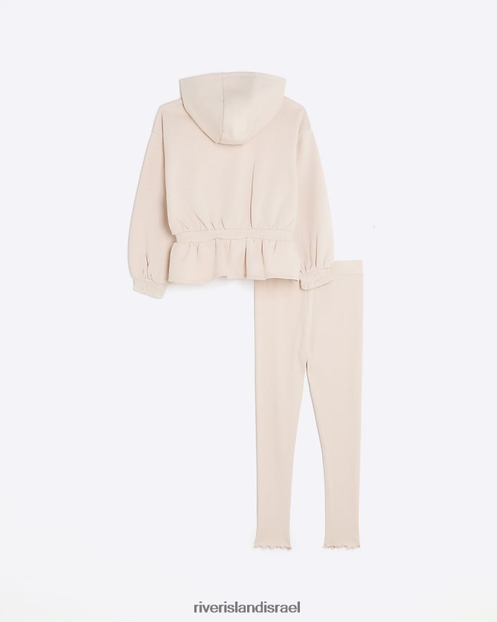 לבוש River Island סט קפוצ'ון וחותלות g rib peplum וָרוֹד בנות BDZ4086213