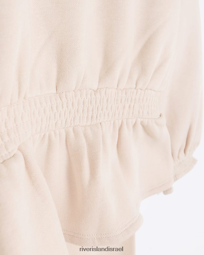 לבוש River Island סט קפוצ'ון וחותלות g rib peplum וָרוֹד בנות BDZ4086213