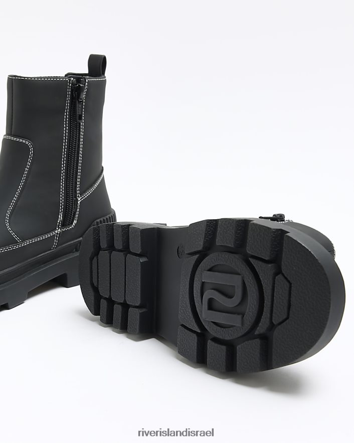 הַנעָלָה River Island מגפי g stitch detail שָׁחוֹר בנות BDZ4086190