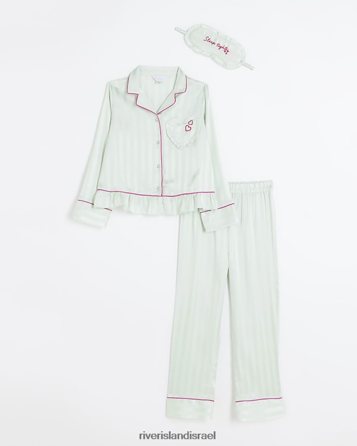 אביזרים River Island g stripe peplum סאטן פיג'מה ירוק בנות BDZ4083190