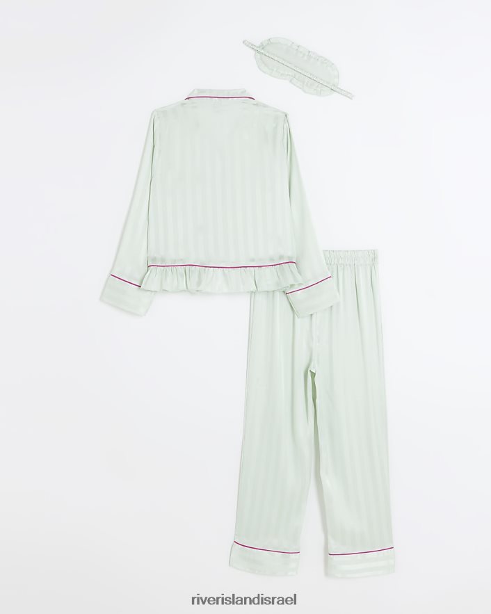 אביזרים River Island g stripe peplum סאטן פיג'מה ירוק בנות BDZ4083190