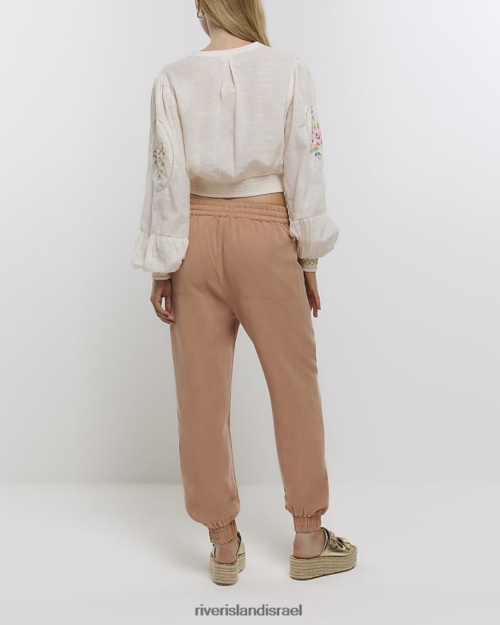 לבוש River Island נעלי ריצה עם אזיקי lyocell חום נשים BDZ4081290