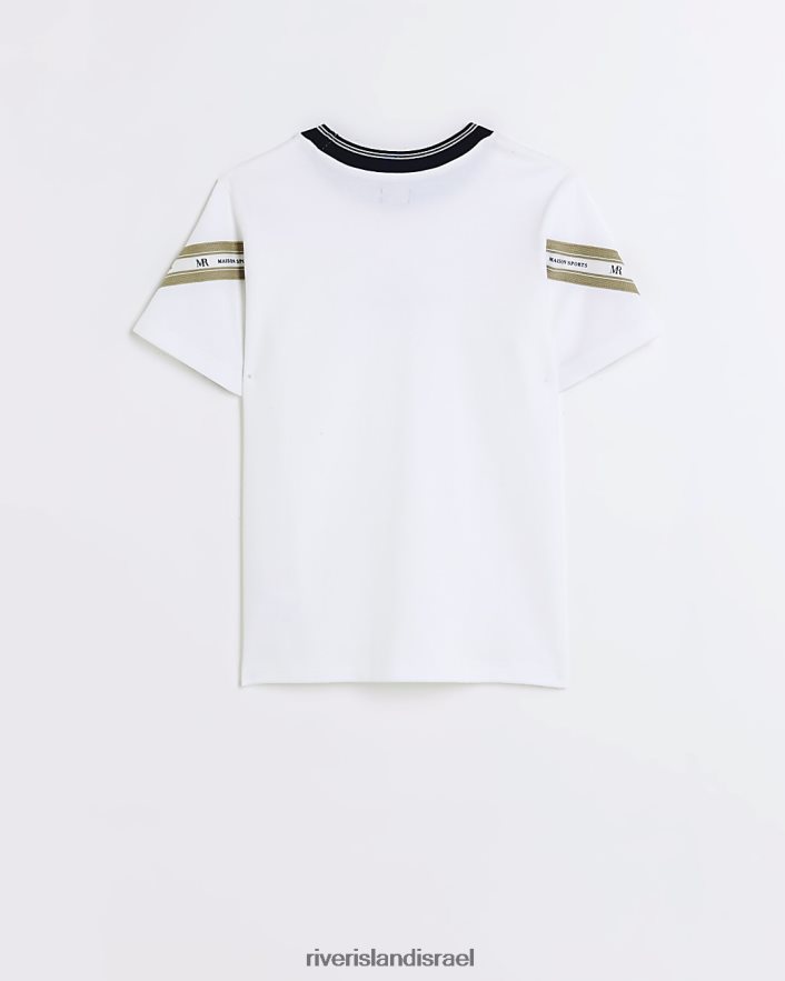 לבוש River Island חולצת טריקו מודבקת ב- maison rivera לבן בנים BDZ4083637