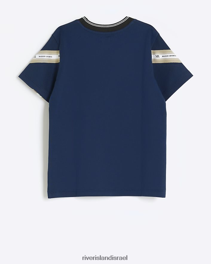 לבוש River Island חולצת טריקו מודבקת ב- maison rivera חיל הים בנים BDZ4086860