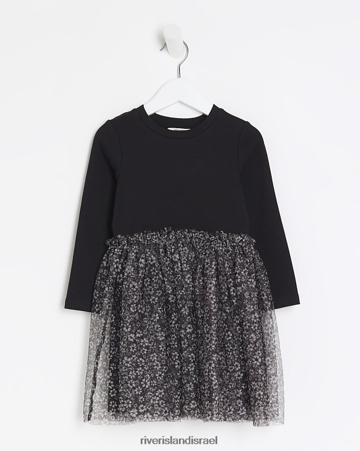 לבוש River Island שמלת סקייטר פרחונית של mg שָׁחוֹר בנות BDZ4083475
