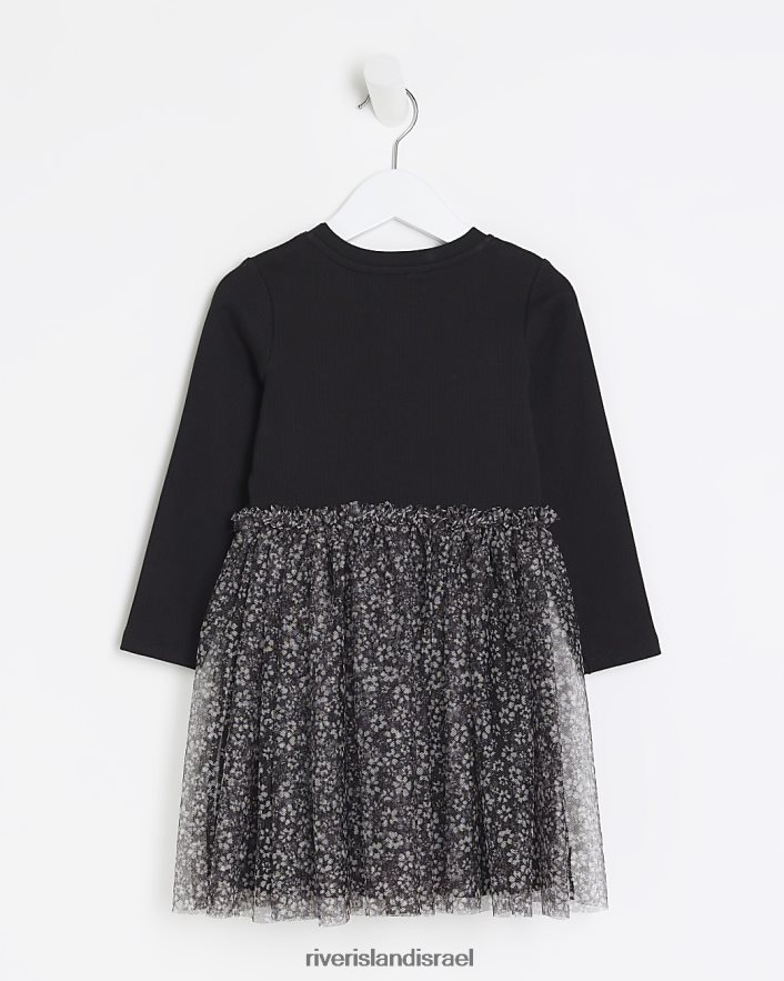 לבוש River Island שמלת סקייטר פרחונית של mg שָׁחוֹר בנות BDZ4083475