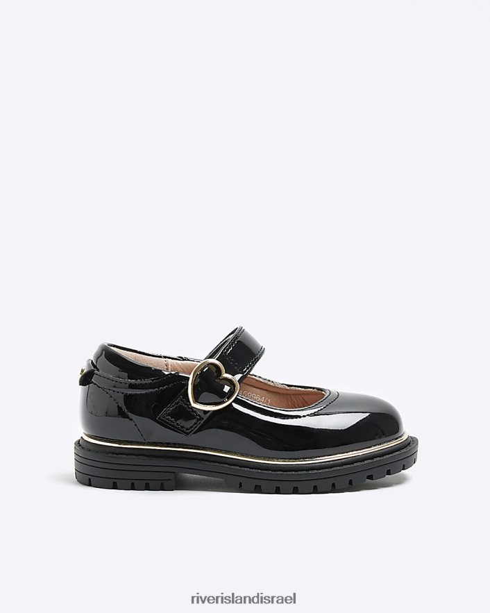 הַנעָלָה River Island mg אבזם לב נעלי מרי ג'יין שָׁחוֹר בנות BDZ4083505