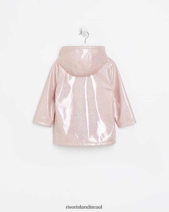 לבוש River Island mg מעיל גשם עם ברדס נוצץ וָרוֹד בנות BDZ4083515