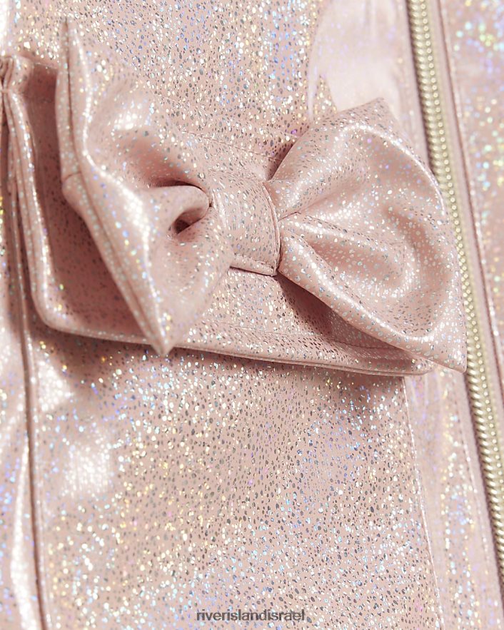 לבוש River Island mg מעיל גשם עם ברדס נוצץ וָרוֹד בנות BDZ4083515