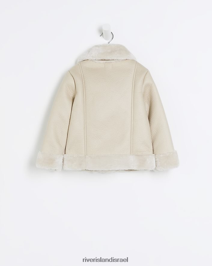 לבוש River Island מעיל טייסים מפרווה מלאכותית של mg קרם בנות BDZ4083529