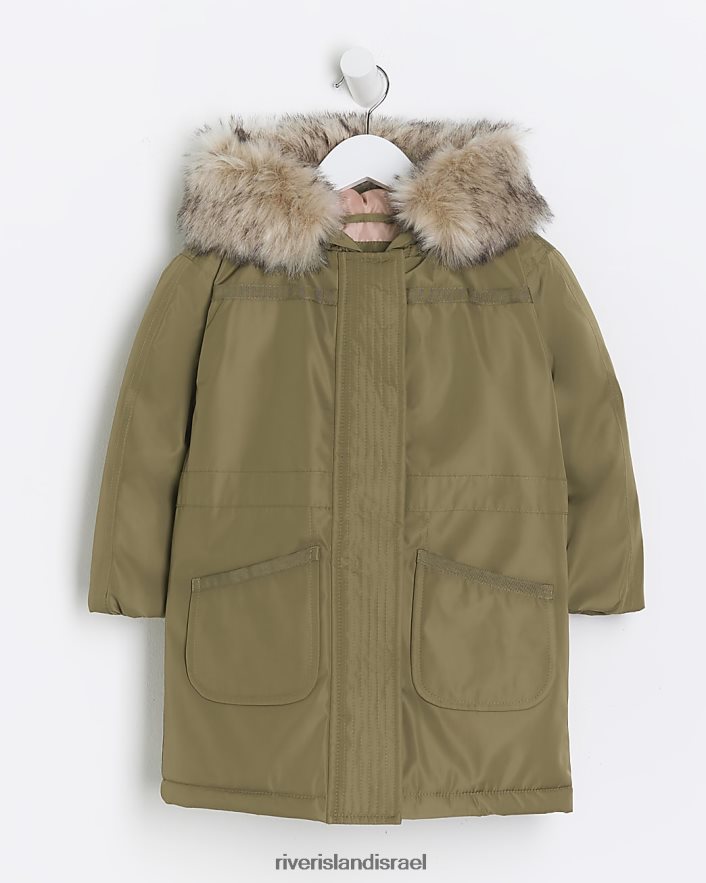 לבוש River Island מעיל פארקה עם קפוצ'ון פרווה מלאכותית של mg חָקִי בנות BDZ4086571