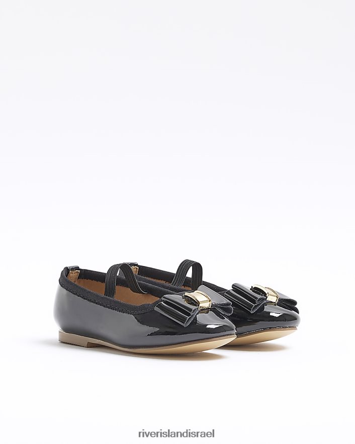 הַנעָלָה River Island mg פטנט נעלי בלרינה קשת שָׁחוֹר בנות BDZ4086593