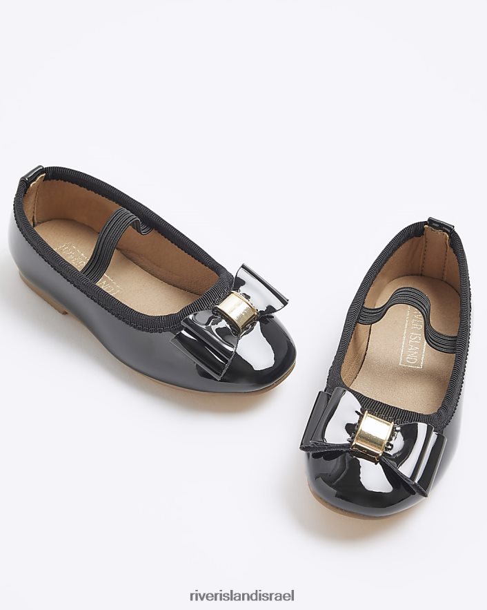 הַנעָלָה River Island mg פטנט נעלי בלרינה קשת שָׁחוֹר בנות BDZ4086593