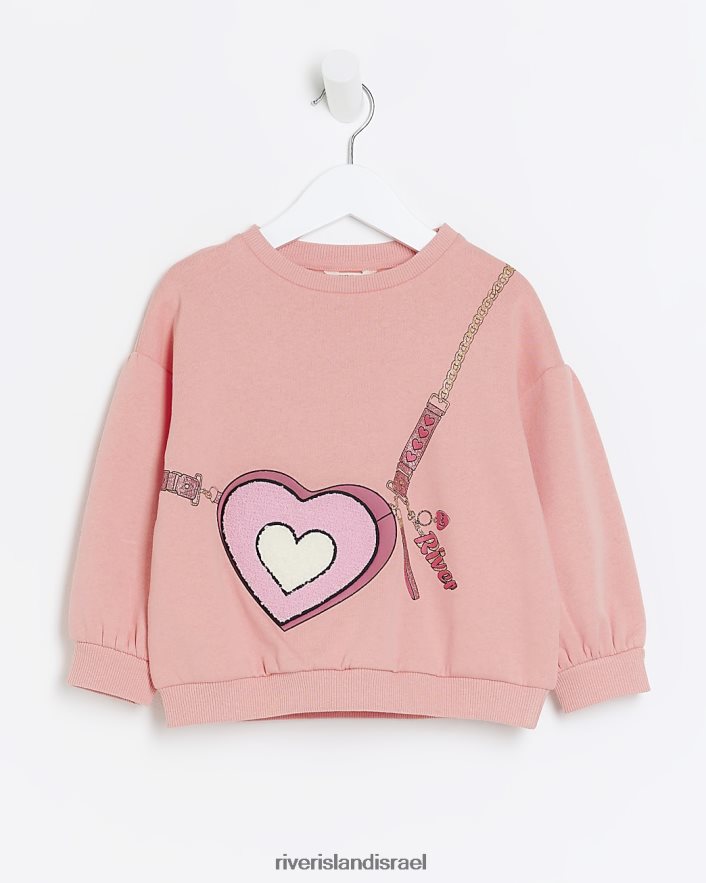 לבוש River Island סווטשירט גרפי של mg אלמוג בנות BDZ4086641