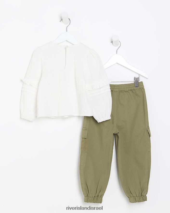 לבוש River Island סט חולצה ומכנסיים של mg לבן בנות BDZ4086642