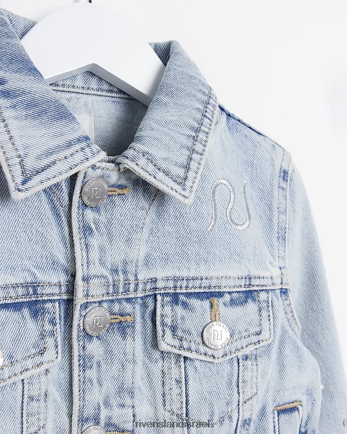 לבוש River Island מעיל ג'ינס מעוטר mg כְּחוֹל בנות BDZ4086688