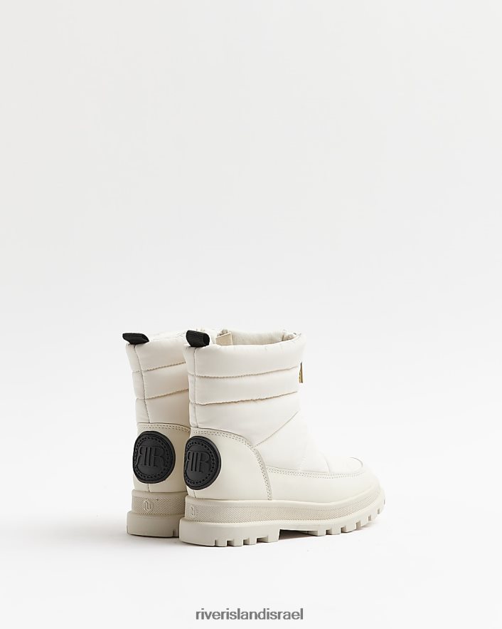 הַנעָלָה River Island מגפי שלג עם רוכסן קווילט קדמי של mg קרם בנות BDZ4086706