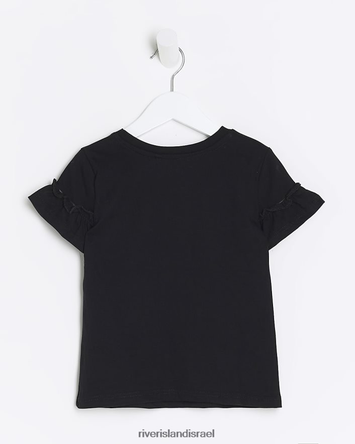 לבוש River Island חולצת טריקו גרפית של mg bear שָׁחוֹר בנות BDZ4083509