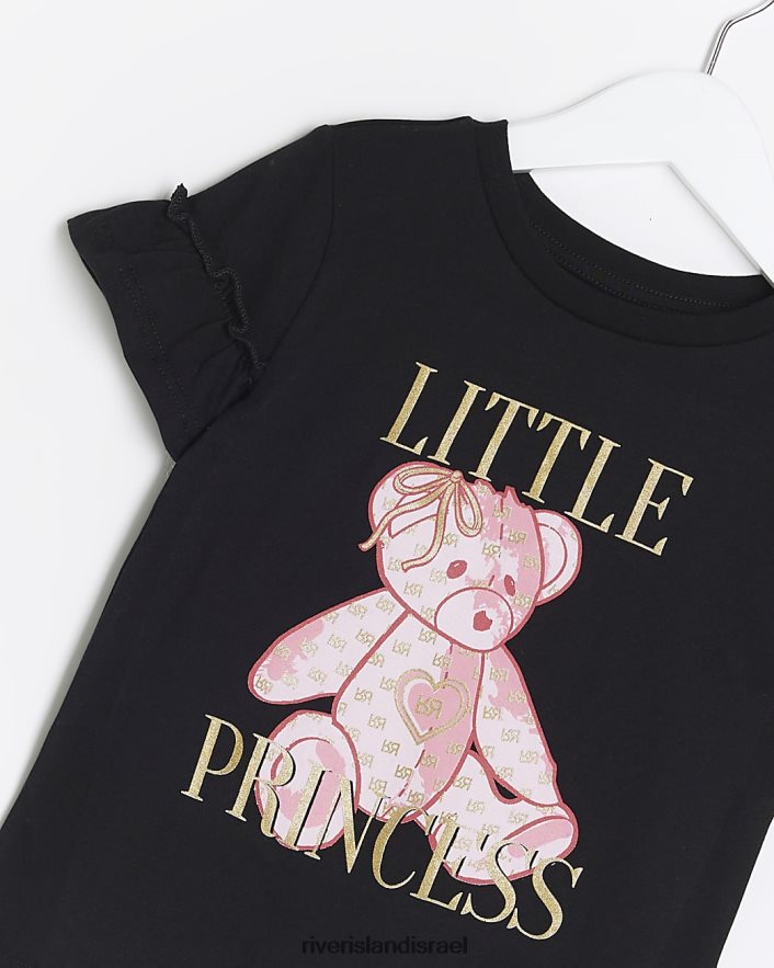 לבוש River Island חולצת טריקו גרפית של mg bear שָׁחוֹר בנות BDZ4083509