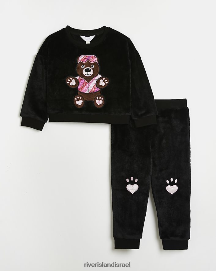 לבוש River Island סט סווטשירט נעים של mg bear שָׁחוֹר בנות BDZ4086630