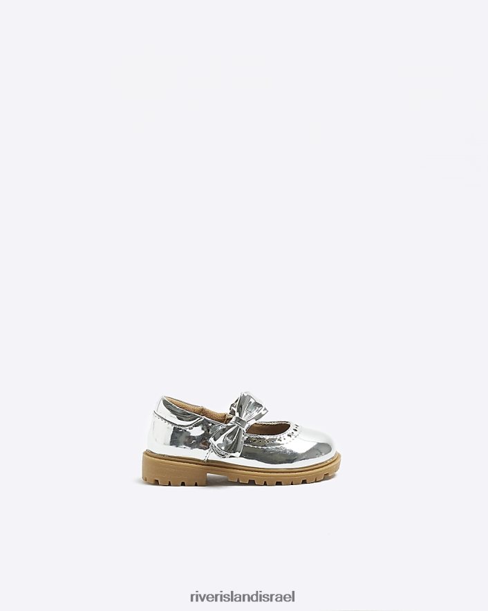 הַנעָלָה River Island mg bow mary jane נעלי כסף בנות BDZ4086658