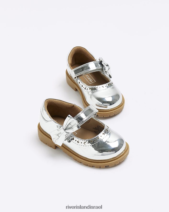 הַנעָלָה River Island mg bow mary jane נעלי כסף בנות BDZ4086658