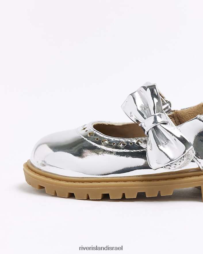 הַנעָלָה River Island mg bow mary jane נעלי כסף בנות BDZ4086658