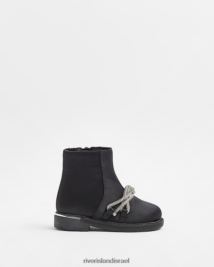 הַנעָלָה River Island מגפוני סאטן של mg diamante שָׁחוֹר בנות BDZ4086698