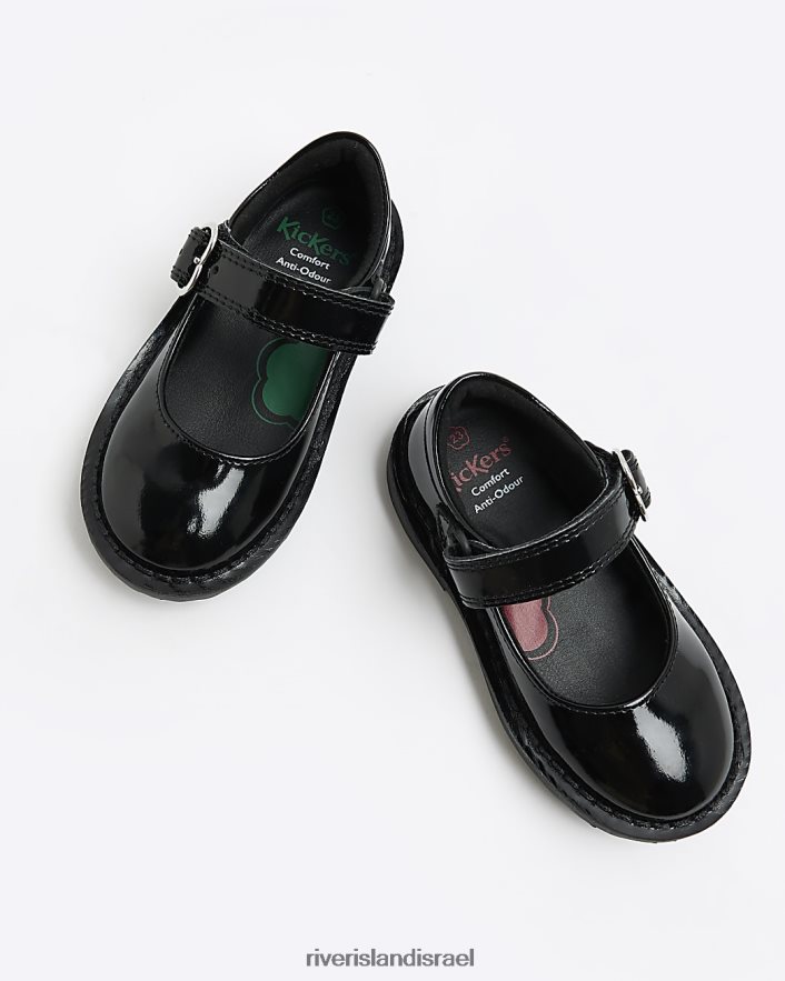 הַנעָלָה River Island נעלי אבזם מעור mg kickers שָׁחוֹר בנות BDZ4086501