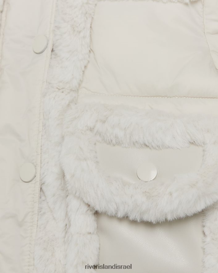 לבוש River Island mg puffer מעיל טייסים קרם בנות BDZ4086580