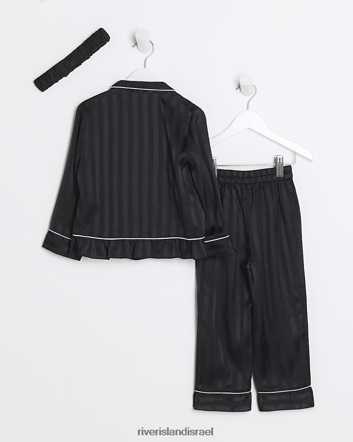 לבוש River Island mg stripe peplum סאטן פיג'מת שָׁחוֹר בנות BDZ4083597