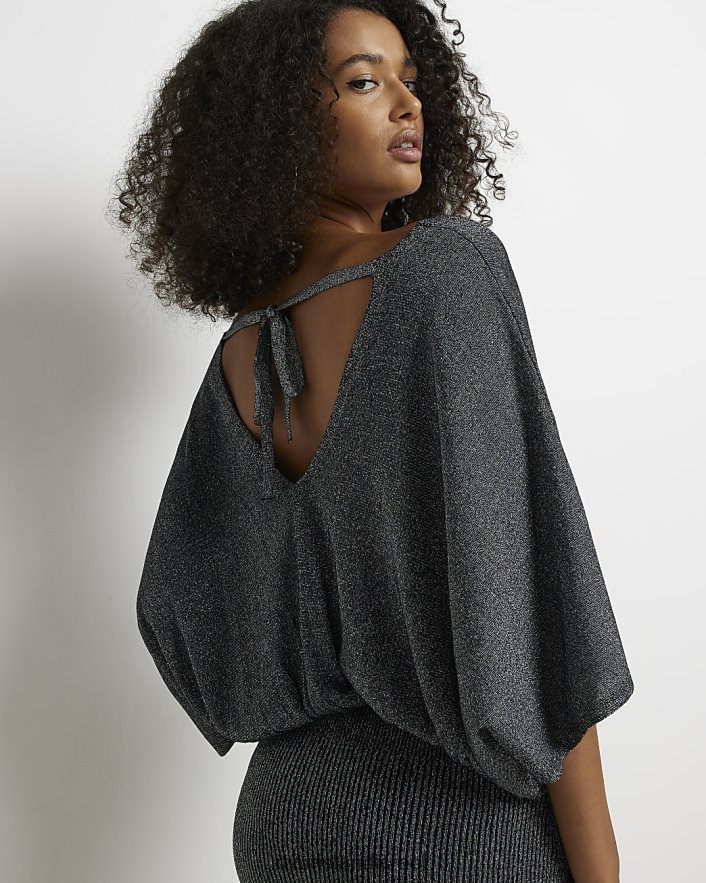 לבוש River Island שמלת midi עם שרוול עטלף שָׁחוֹר נשים BDZ4081707