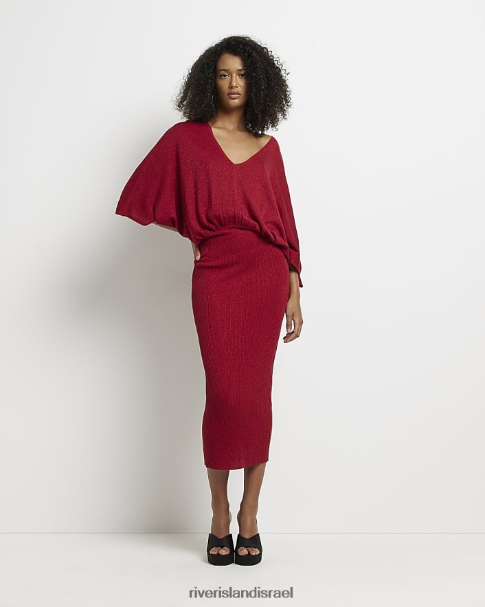 לבוש River Island שמלת midi עם שרוול עטלף אָדוֹם נשים BDZ4081708