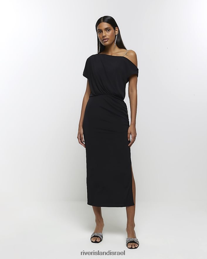 לבוש River Island שמלת midi רצועת יהלומים שָׁחוֹר נשים BDZ4083958