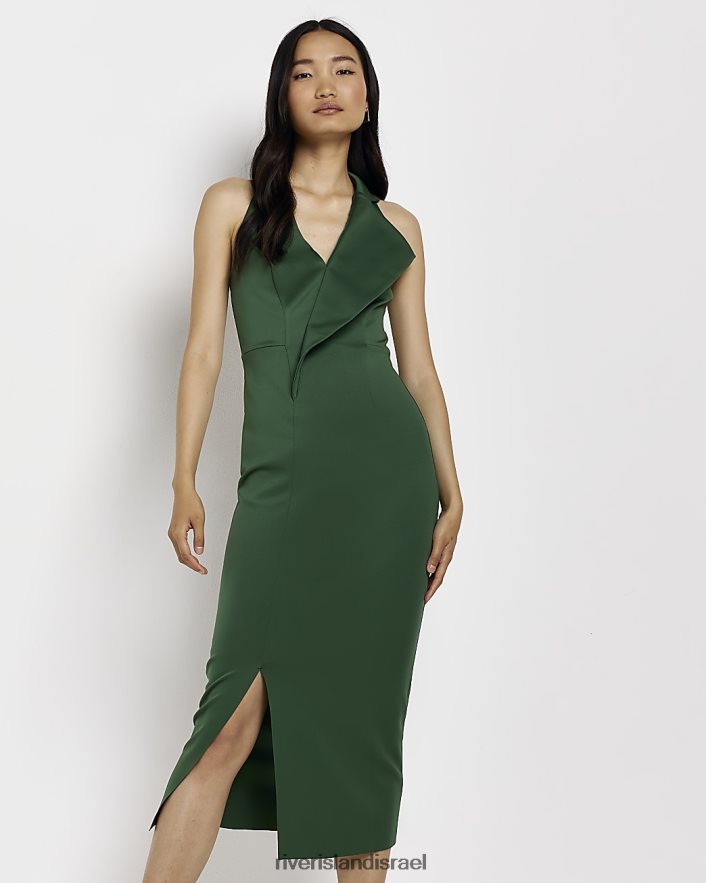 לבוש River Island שמלת בלייזר midi bodycon עם צווארון צווארון ירוק נשים BDZ4081913