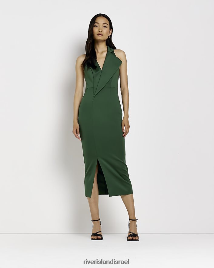 לבוש River Island שמלת בלייזר midi bodycon עם צווארון צווארון ירוק נשים BDZ4081913
