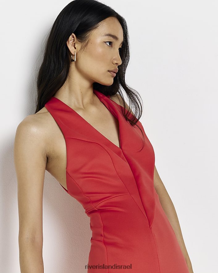 לבוש River Island שמלת בלייזר midi bodycon עם צווארון צווארון אָדוֹם נשים BDZ4081914