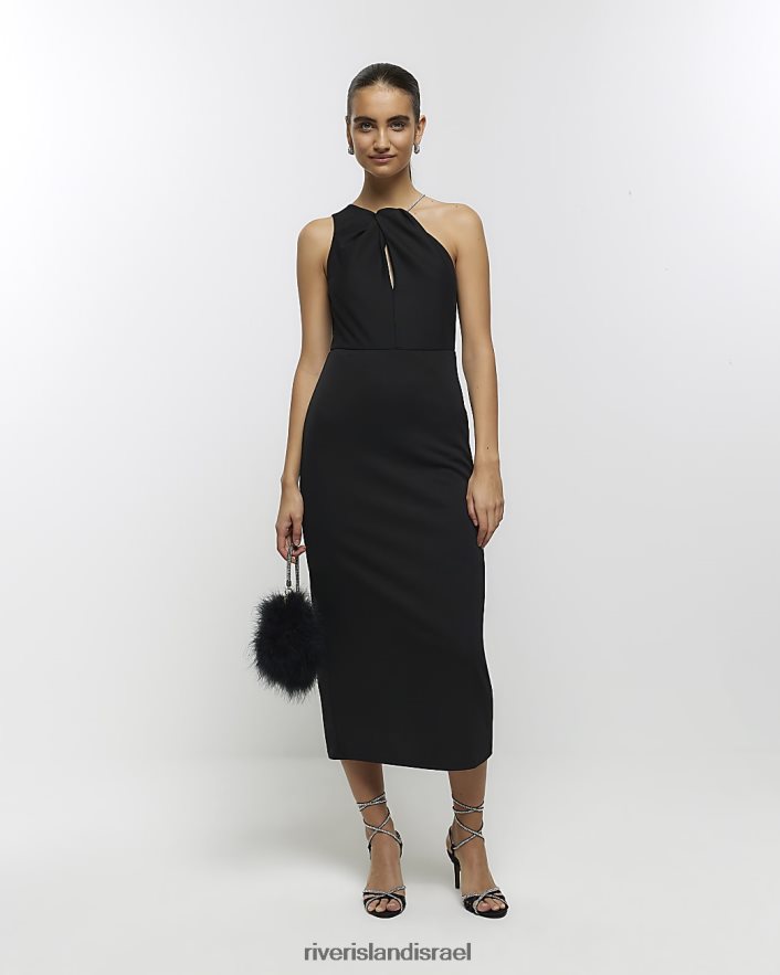 לבוש River Island שמלת midi bodycon עם צווארון חולטר יהלומי שָׁחוֹר נשים BDZ4083933