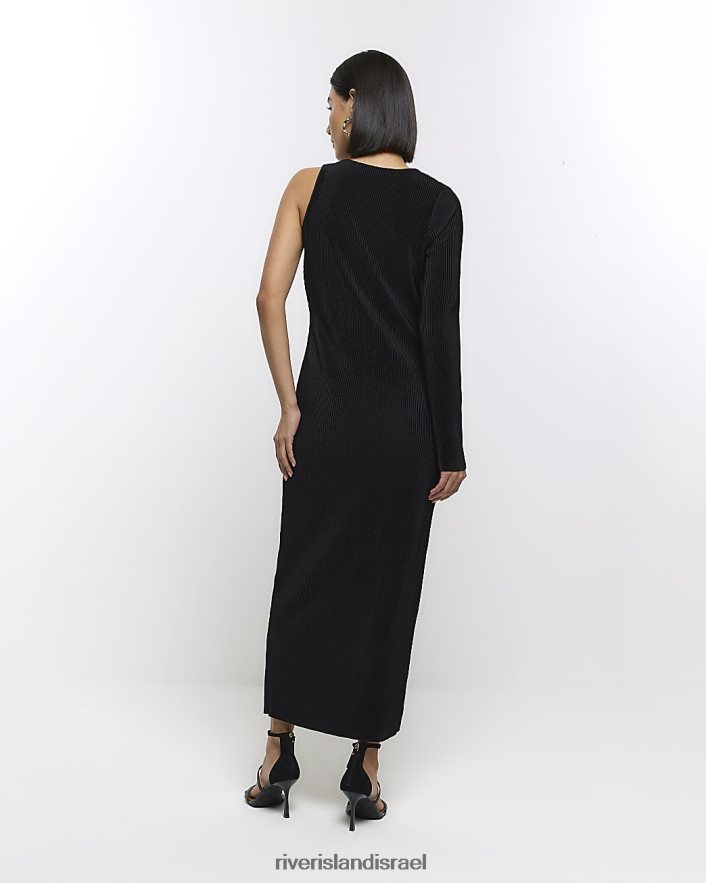 לבוש River Island שמלת midi עם שרוולים ארוכים של plisse שָׁחוֹר נשים BDZ408462