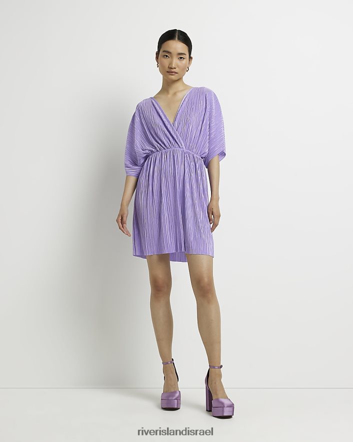 לבוש River Island שמלת מיני מעטפת שרוולים קצרים של plisse סָגוֹל נשים BDZ4082117