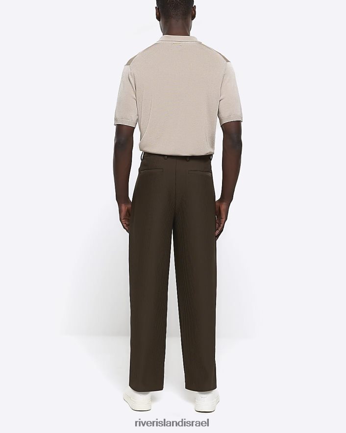 לבוש River Island מכנסיים חכמים של plisse מחודדים חָקִי גברים BDZ4082375
